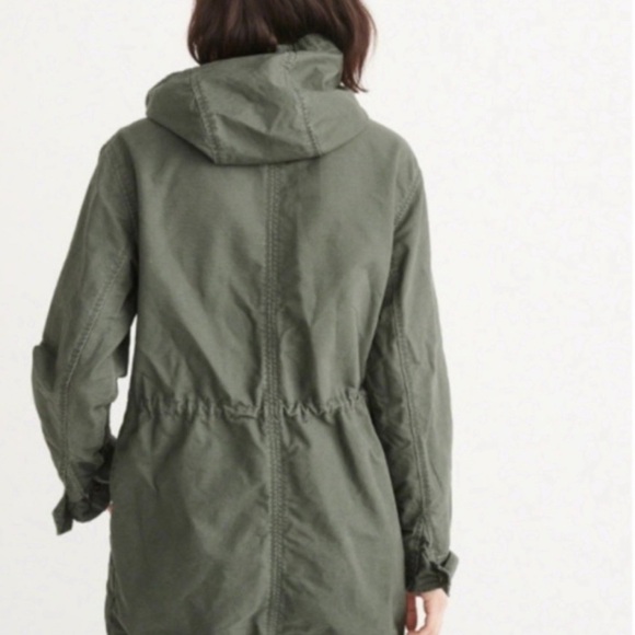 Abercrombie & Fitch Twill Boyfriend Parka - Army Green - Picture 3 of 10